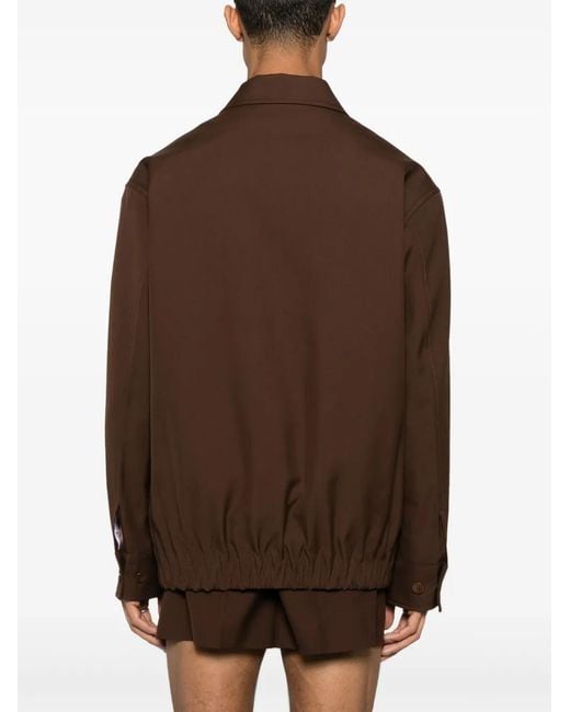 Gucci Brown Wool Jacket With Pointed Collar for men