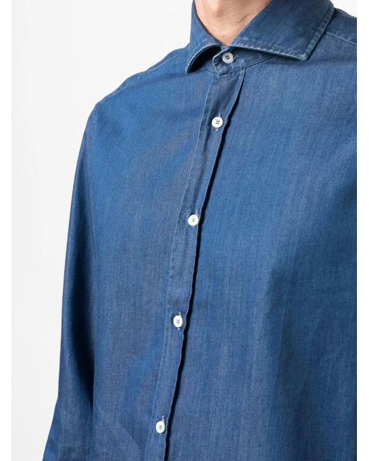 Brunello Cucinelli Blue Denim Shirt for men