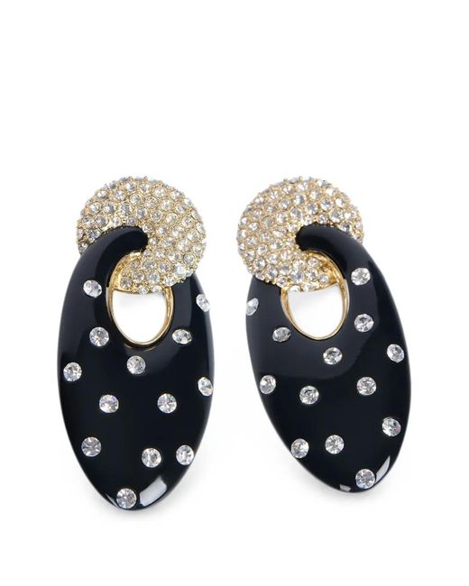 Balmain White Lacquered Brass Organic Earrings With Crystals