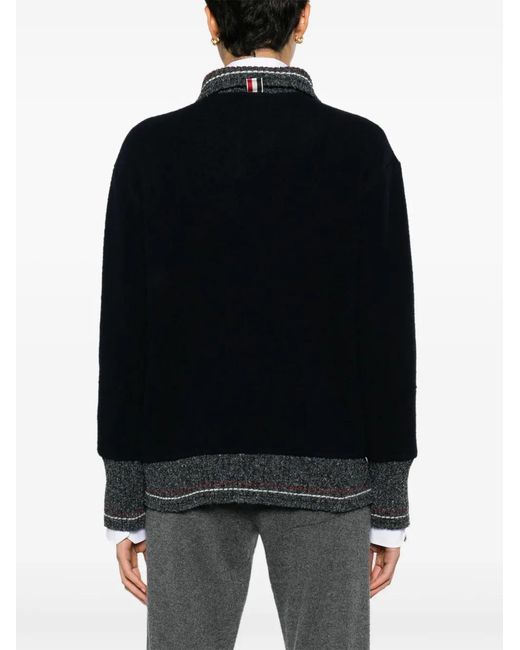 Thom Browne Black Speckled-Trim Wool Cardigan