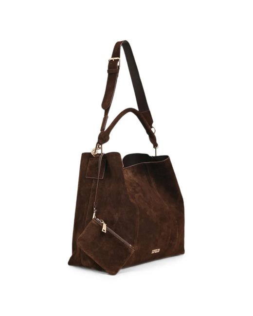 Essentiel Antwerp Brown Kroon Suede Shoulder Bag