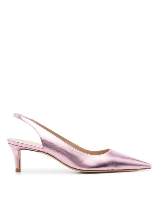 Stuart Weitzman Pink Metallic-Effect Pointed Pumps
