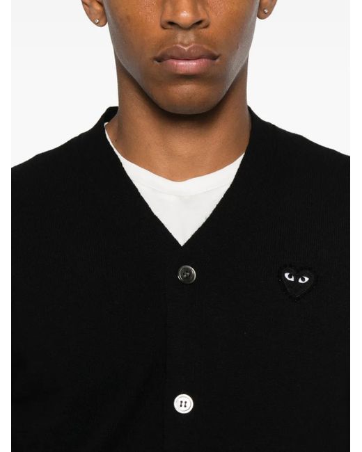 COMME DES GARÇONS PLAY Black Heart-Emblem Rhinestone-Embellishment Cardigan