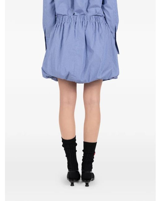 Societe Anonyme Blue Striped Gathered Mini Skirt