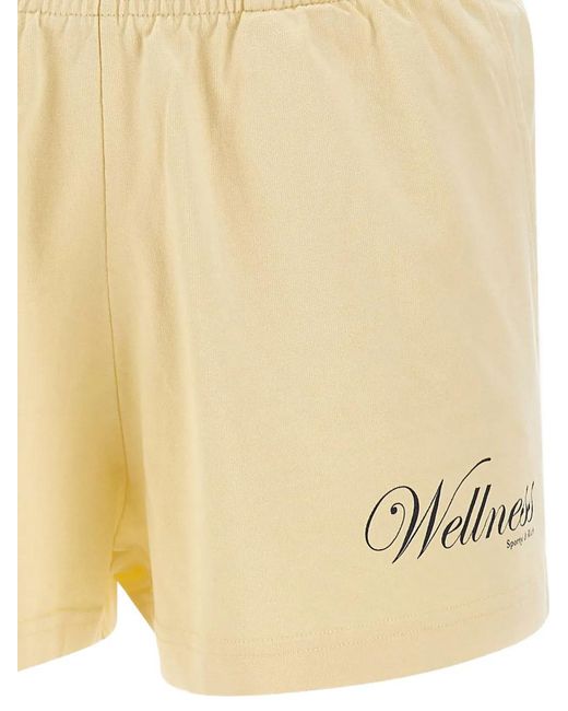 Sporty & Rich Natural Avenue Disco Elasticated-Waist Shorts