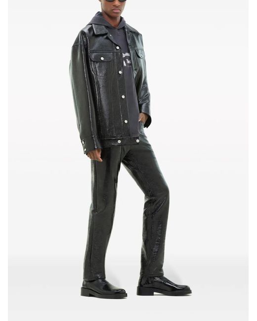 Courreges Black Shine-Effect Biker Jacket for men