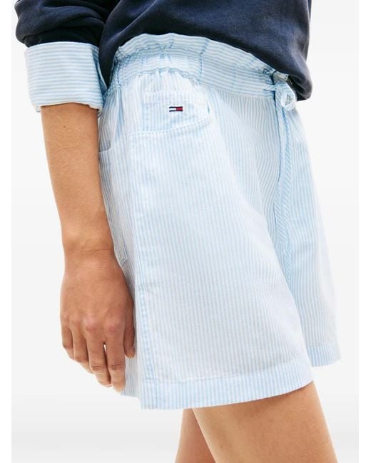 Tommy Hilfiger Blue Striped-Pattern Drawstring-Fastening Shorts