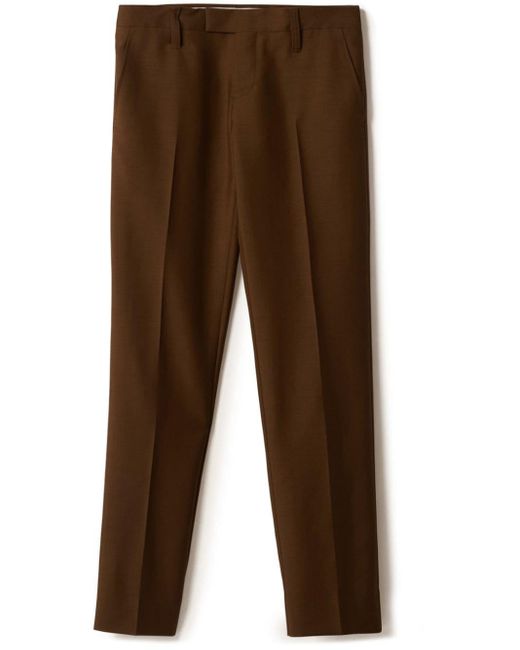 Pantalon à logo brodé Miu Miu en coloris Brown