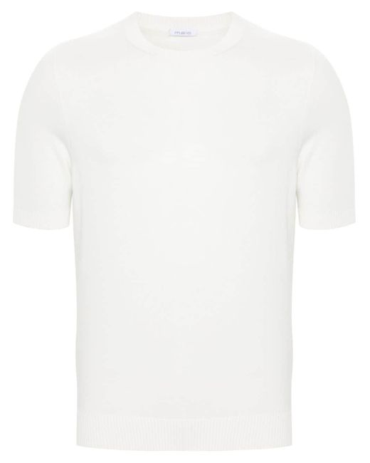 Malo White Fine-knit Short-sleeved Jumper for men