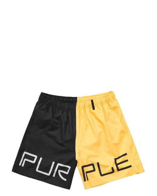 Purple Brand White Colourblock Swim Shorts for men