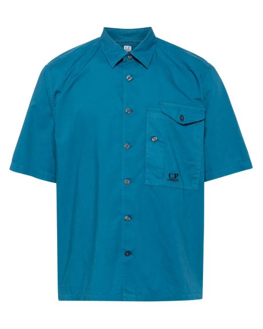 C P Company Blue Logo-Embroidered Cotton Skirt for men