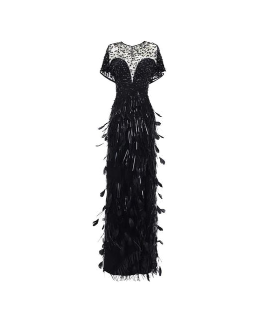 Gemy Maalouf White Beaded Feather Corset Dress