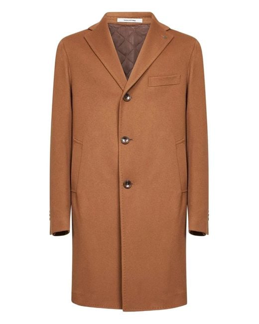 Tagliatore Brown Notched-Lapel Three-Buttons Coat for men