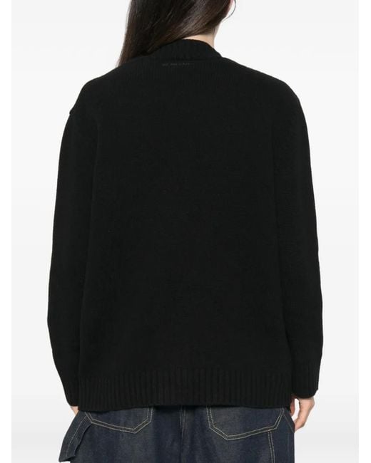 ERMANNO FIRENZE Black Lace-Trim Button-Up Cardigan