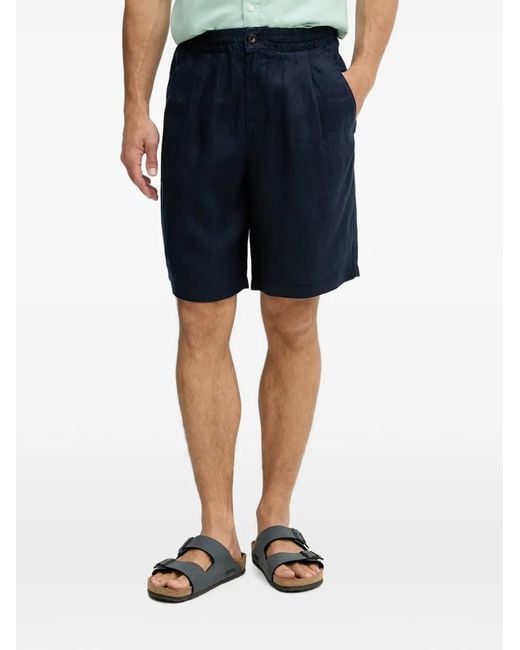 Benetton Blue Short Plissé À Taille Élastiquée for men