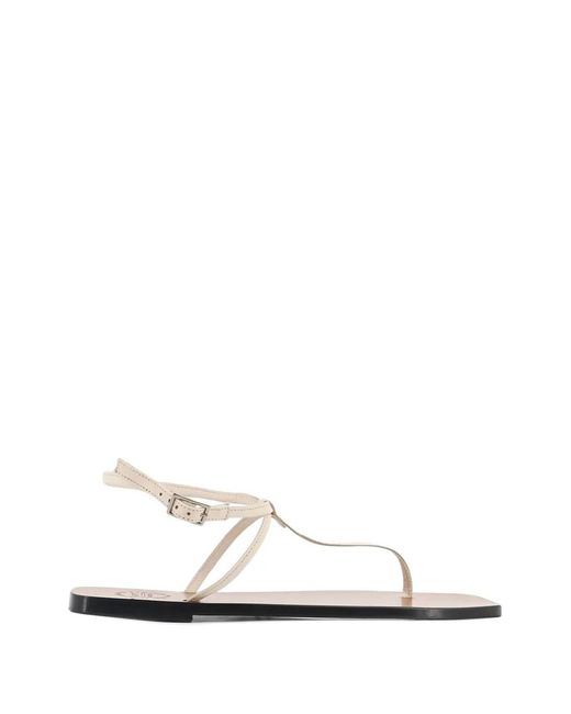 Atp Atelier White Alassio T-Strap Buckle Sandals