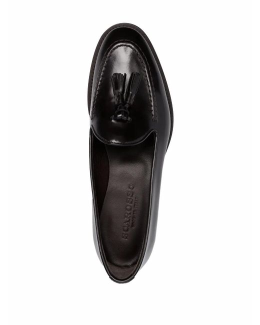 Scarosso Black Sienna Tassel-Embellished Leather Loafers