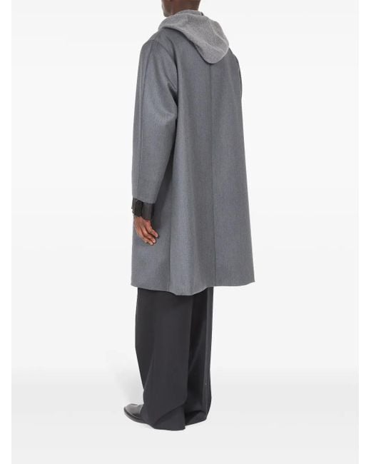Maison Margiela Gray Single-Breasted Wool Coat With Contrasting Lapels And Cuffs for men