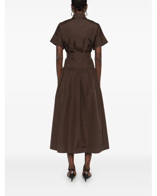 【関税＆送料込み】Max Mara Agoraio Belted Short Sleeves Po Max Mara Agoraio Belted Short Sleeves Poplin Dress in Brown