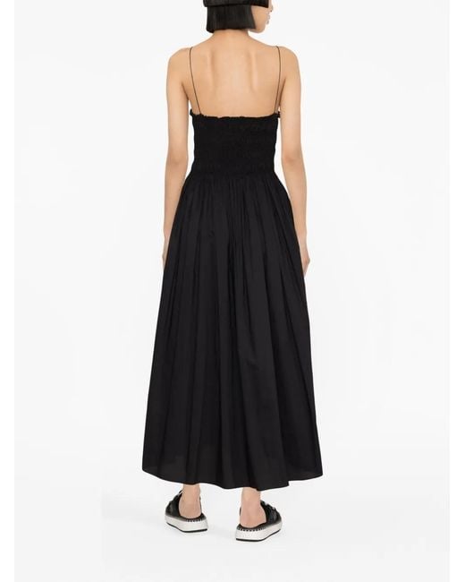Matteau Black Shirred-Panel Poplin Midi Dress