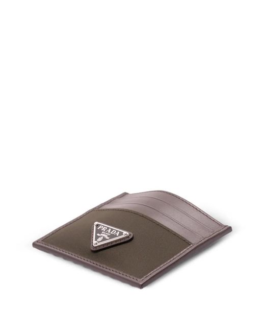 Prada Brown Re-Nylon And Leather Card Case for men