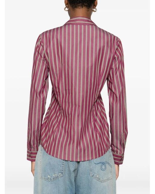 Camicia A Righe A Maniche Lunghe di Etro in Purple