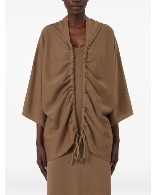 Max Mara Brown Hooded Virgin-wool Cardigan