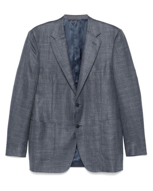 Canali Blue Slub-Texture Blazer for men