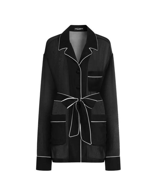 Dolce & Gabbana Black Button-Fastening Belted Jacket
