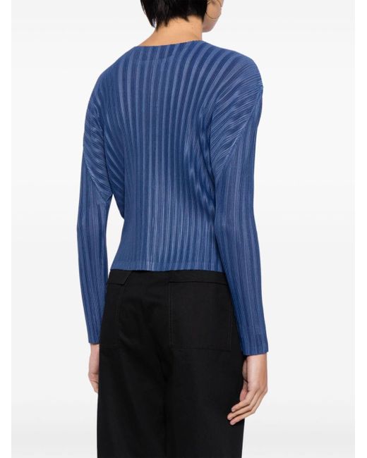 Pleated long-sleeve shirt di Pleats Please Issey Miyake in Blue