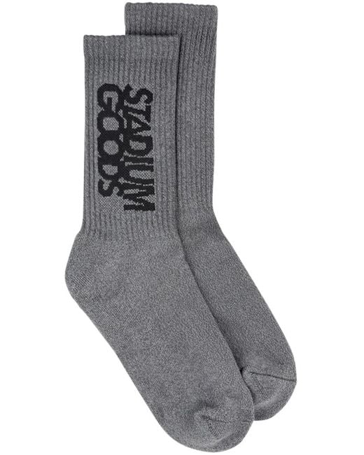 Stadium Goods Gray Logo-Print 'Charcoal Flannel' Crew Socks