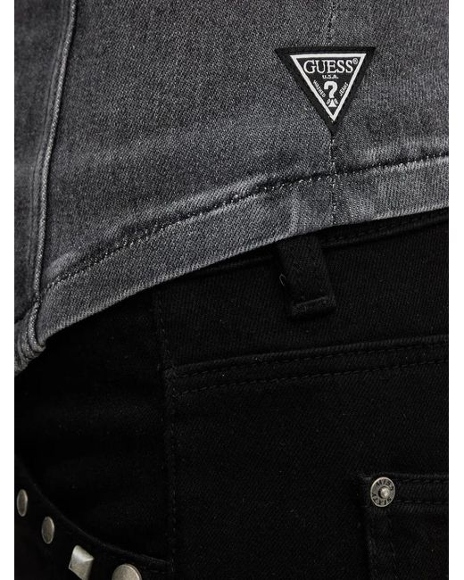 Guess Black Cecile Button Denim Corset Top