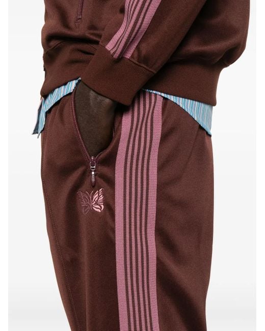 Needles Purple Side-Stripe Logo-Detail Pants for men