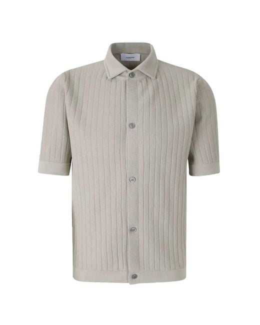 Lardini Gray Buttoned Ribbed Shirt for men
