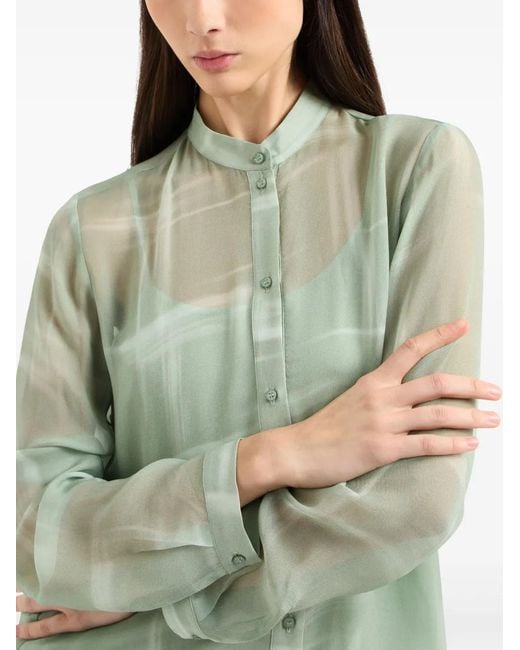 ARMANI EXCHANGE Green Abstract-Print Shirt