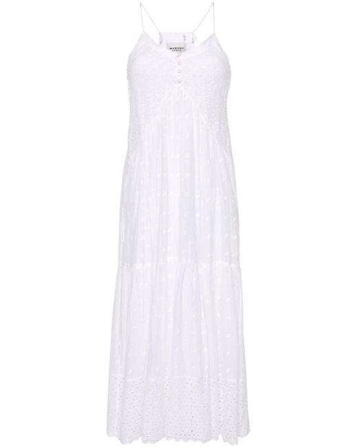 Isabel Marant Sabba Broderie Anglaise Maxi-jurk in het White