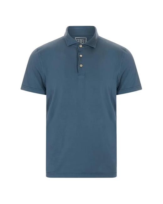 Fedeli Blue Polo À Manches Courtes for men
