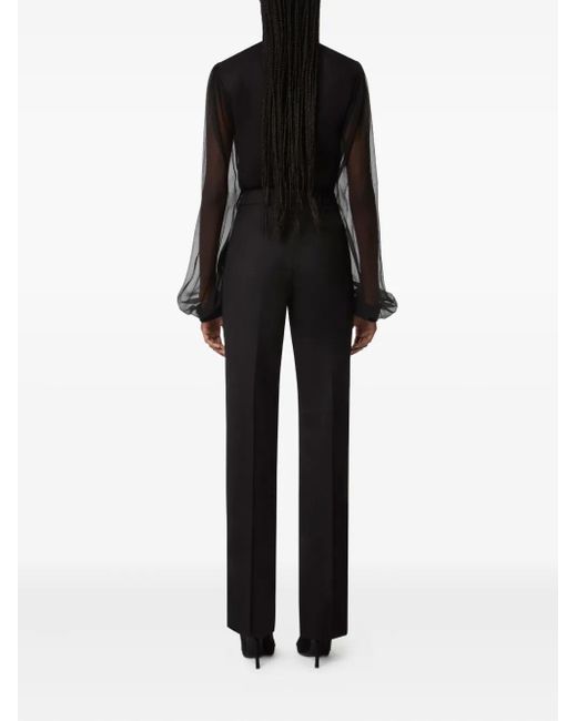 Nina Ricci Black Gerüschtes Oberteil mit Stehkragen