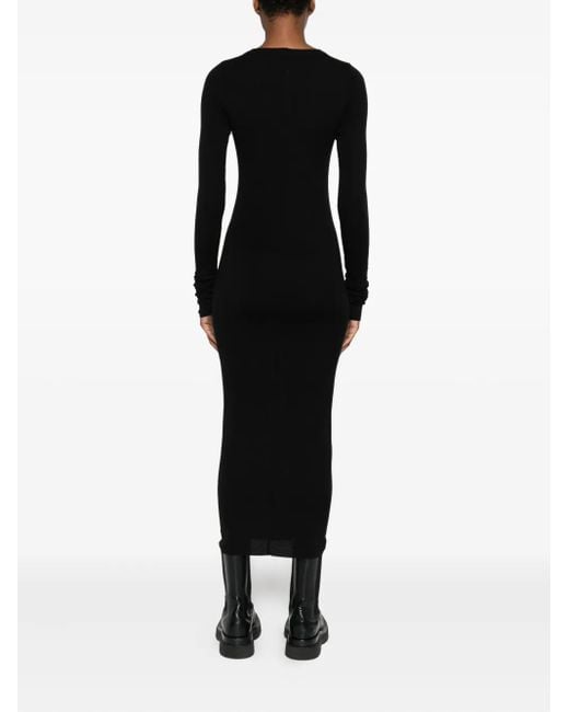 Rick Owens Black Midikleid mit langen Ärmeln