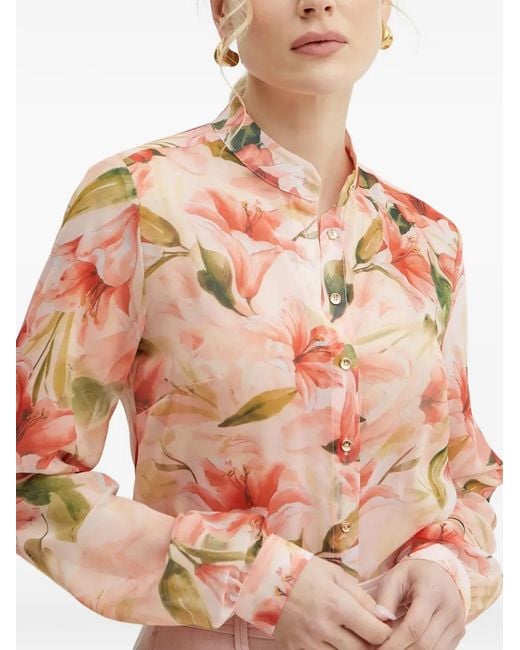 Fracomina Pink Floral-Print Buttoned Top
