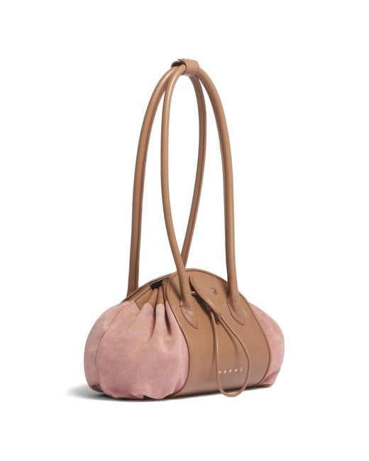 Marni Pink Leather And Suede Tulipea Shoulder Bag