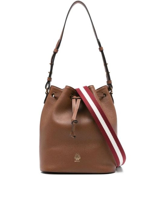 Bally Brown Drawstring Leather Bucket Bag