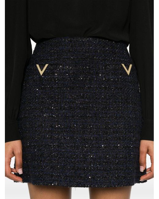 Valentino Garavani Black Tweed Mini Skirt