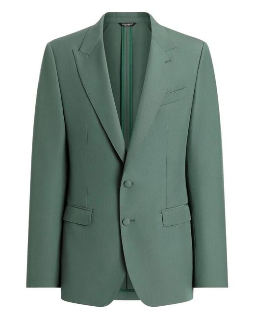 Dolce & Gabbana Green Single-Breasted Wool Poplin Jacket for men