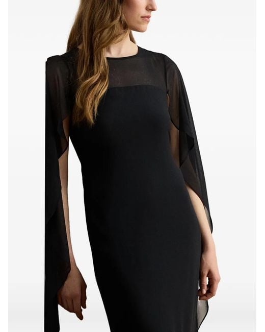 Ralph Lauren Black Cape-Overlay Maxi Gown