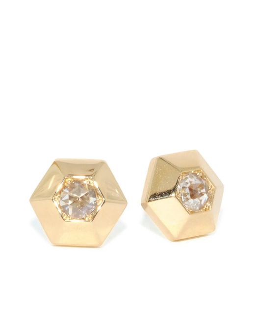 Fred Leighton Natural 18Kt Diamond Hexagonal Stud Earrings