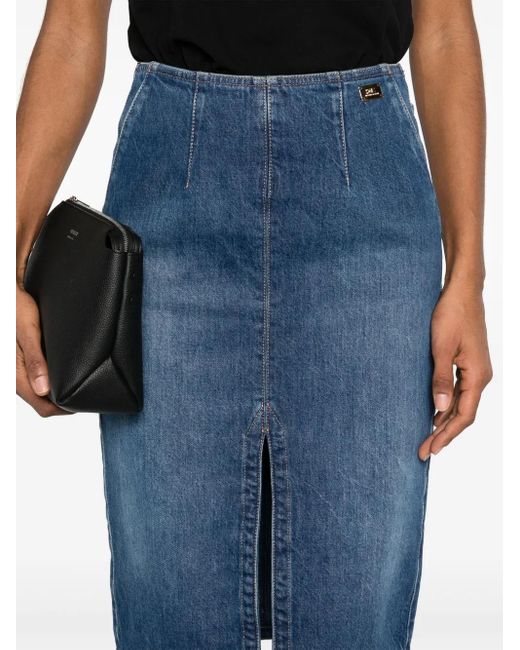 Elisabetta Franchi Midi-Rok Met Split in het Blue