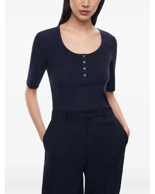12 STOREEZ Blue Gwen Ribbed-Knit Top