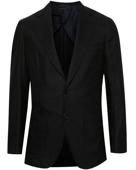 Brioni Black Patterned-jacquard Silk Blazer for men