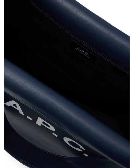 A.P.C. Blue Ninon Logo-Print Tote Bag